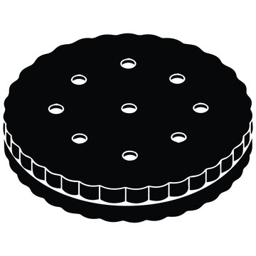 Sandwich cookie biscuit sweet snack dessert with cream filling silhouette vector illustration.
