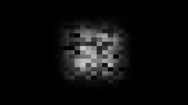 Blur censored circular animation black screen pixelated block effect for bleeps on transparent backgroun, Censored Pixel Animation with Black and White, redacted content, and video editing. 4k video