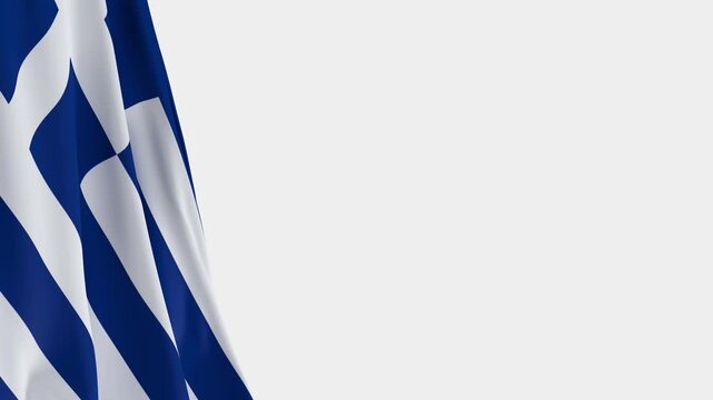 Greece Flag on Left Side, Waving National Symbol with Copy Space