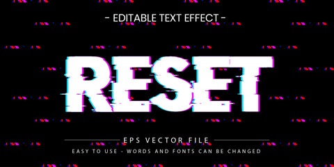 Reset glitch editable text effect vector on black background © Rohib design