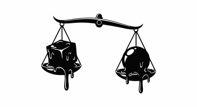 Weighing contrasting elements on a balance scale, symbolizing choice and comparison.