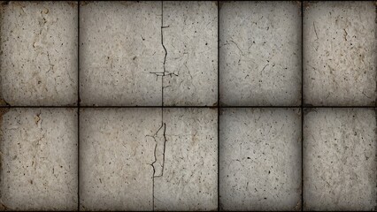 Fototapeta premium Cracked concrete tiles showing signs of age and wear with a textured surface