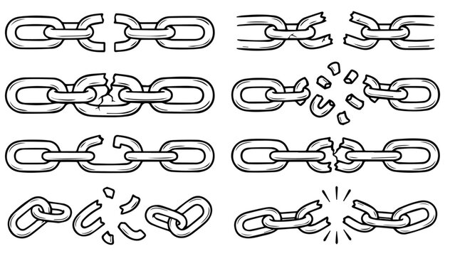 Broken Chain Icons Set - Freedom Break Free Symbol Pack ,   broken chain, break free, freedom