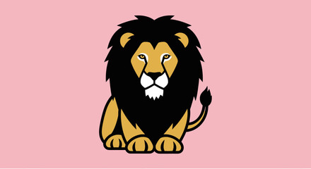 Stylized lion logo with bold black mane and golden fur © fajri