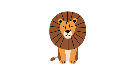 Cute cartoon lion sitting with large circular mane © fajri