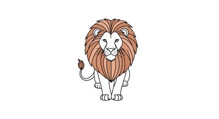 Majestic lion sitting with detailed mane and intense gaze © fajri