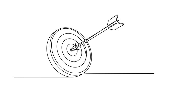 Symmetrical image of an archery target with an arrow hitting the bullseye illustrating precision and focus in target practice or