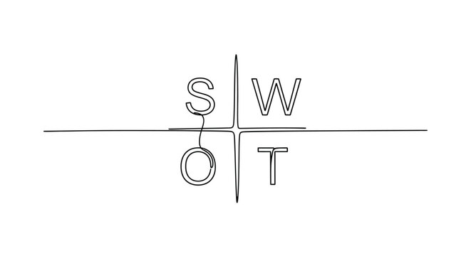 Minimalist abstract compass diagram with cardinal directions and intersecting lines for navigation and design use