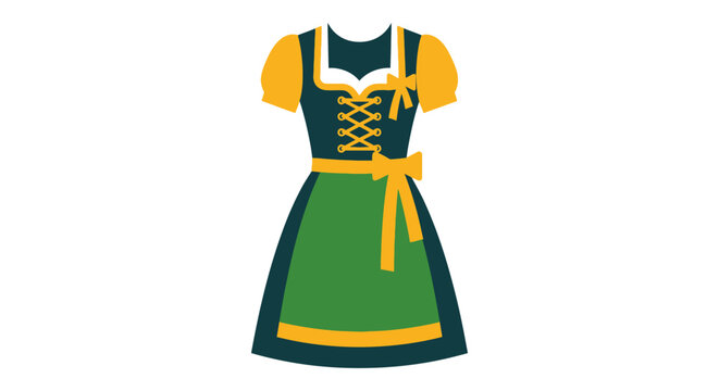 Colorful Traditional Dirndl Dress with Yellow and Green Details.