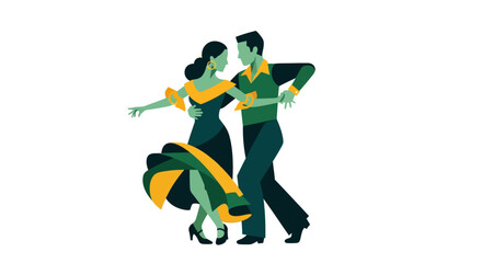 Fototapeta premium Elegant couple dancing in vintage ballroom style attire.