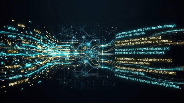 Large language models process text through neural networks