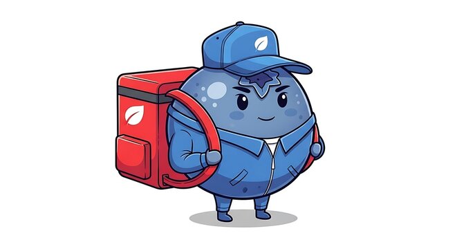 Blue robot vacuum cleaner with red dustbin.