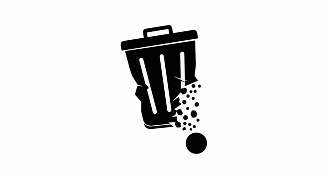 Trash can icon spilling contents onto a white background