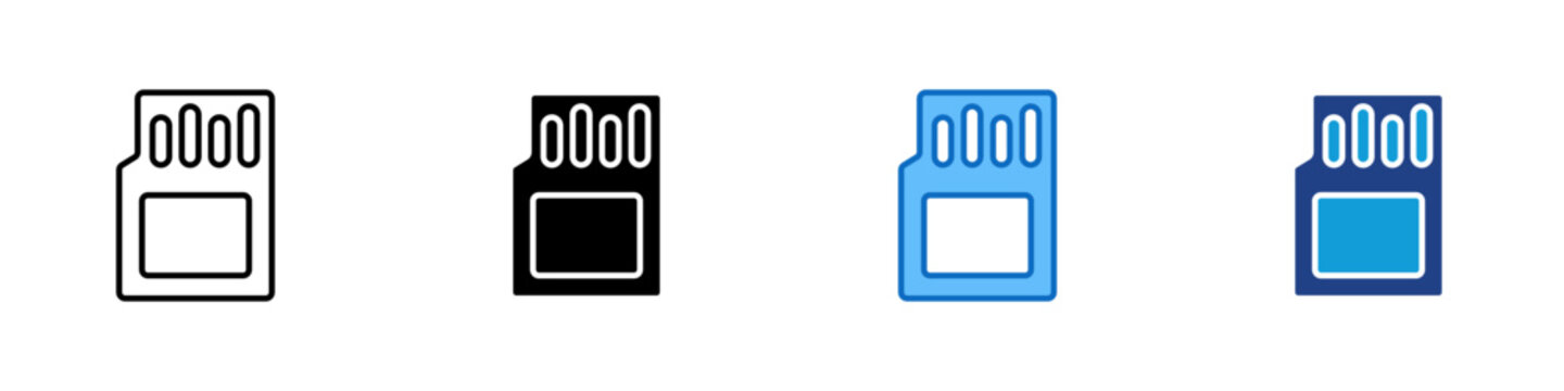 Memory Card Multiple Style Icon Design Vector - Memory card representing media storage, photo backup, and digital file transfer