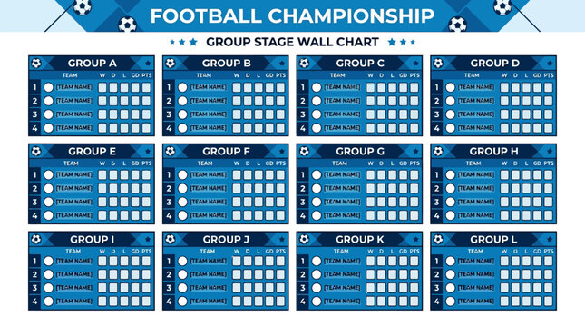Football championship group stage wall chart.