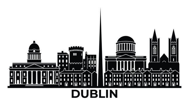 Dublin Ireland city skyline vector illustration