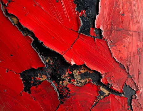 Traditional Japanese lacquer negoro nuri texture with aged red and black