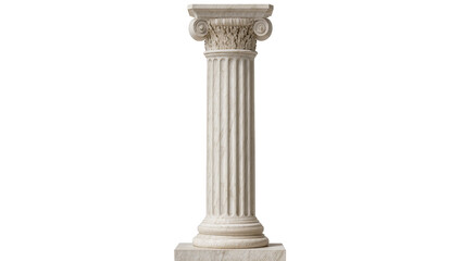 Naklejka premium Ionic column with volutes and acanthus leaves on square base