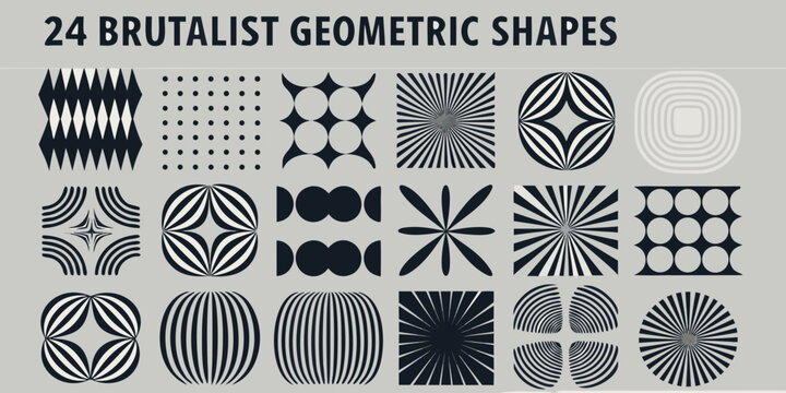 Collection Of Distorted Brutalist Geometric Shapes Vector Illustration