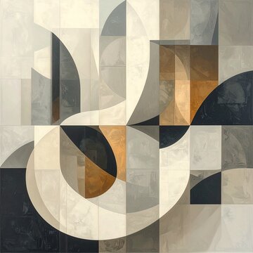 Abstract geometric composition with misaligned repeating circles and squares