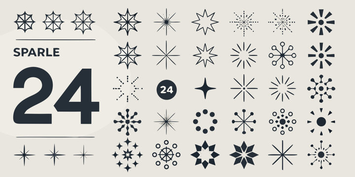 Floral ornament vector set with twenty four black designs on a light background