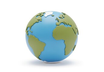 Obraz premium 3d render of a stylized globe showing north and south america, europe and africa isolated on white background