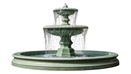 Tiered stone fountain with water cascading © Isabel