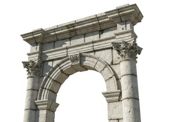 Obraz premium Ancient stone archway architectural element isolated on white background