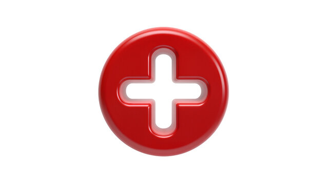 Red glossy plus sign symbol in circle
