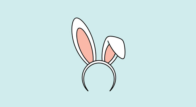 Bunny ears headband with pink and white details on a light blue background is perfect for Easter and costume party themes.