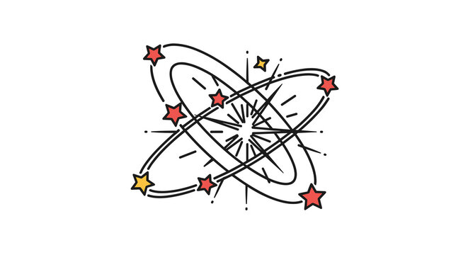 Cartoon style dizzy effect illustration with spinning circles and stars represents confusion or being dazed in a fun way.
