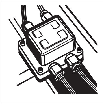Automotive ABS Control Module Vector Technical Illustration
