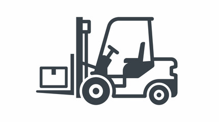 Fototapeta premium Forklift truck icon vector symbol for warehouse logistics and industrial shipping equipment silhouette on white background