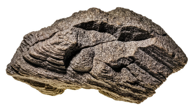 Textured sedimentary rock with layered striations and rough surface