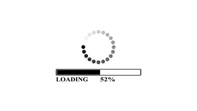 Loading Progress Bar Animation &ndash; Minimalist Circular Preloader Motion Graphics for Web Interface, Loading Progress Bar Animation on white Background, with 4k video animation.