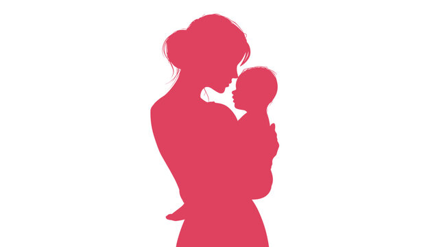 Motherhood Embrace: A silhouette of a mother tenderly holding her baby, symbolizing unconditional love and the precious bond between parent and child.