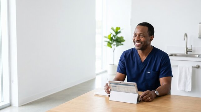 Smiling Male Doctor in Bright Modern Clinic