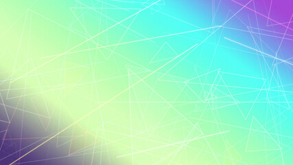 Fototapeta premium Colorful geometric wireframe lines and polygons in green, blue, and magenta create a vibrant futuristic background suited for tech ads and web headers.