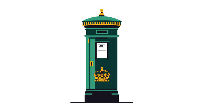 Vintage Green Postal Box with Royal Crown Design.