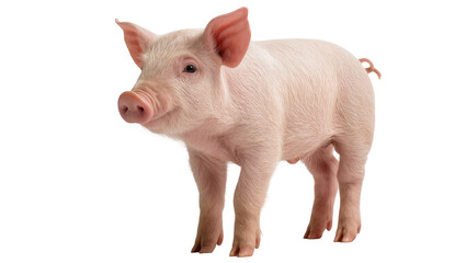Young pink piglet standing, looking forward © Michal