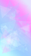 Obraz premium Translucent polygon triangles overlap into a soft magenta and light blue gradient, offering a vibrant yet calm abstract background for branding and events.