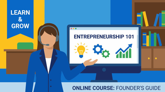 E-Learning Platform Founder Teaching Entrepreneurship Online Course