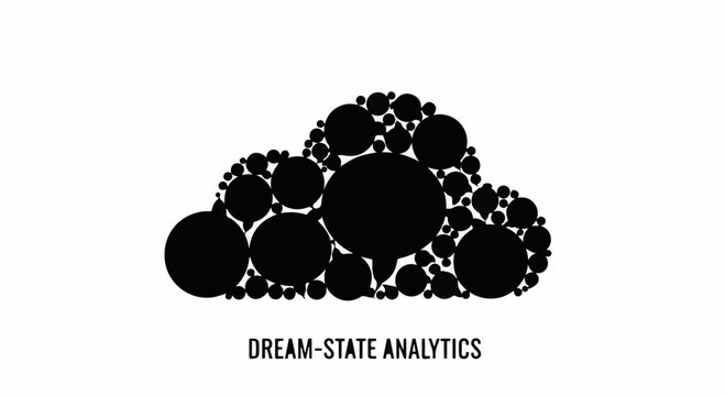 Abstract cloud shape formed by interconnected dark circles symbolizing data or thoughts
