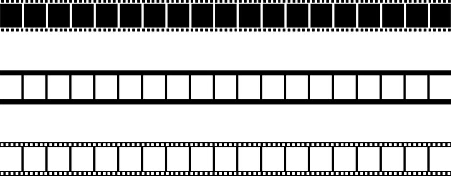 Film strips display a sequence of empty frames arranged in three parallel horizontal rows.