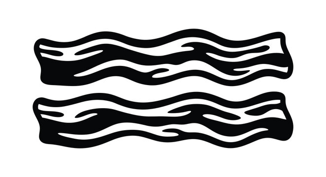 Two Slices Of Bacon Black And White Silhouette