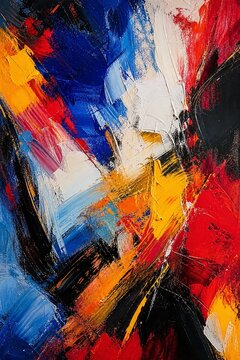 Vibrant Abstract Expressionist Acrylic Painting with Bold Brushstrokes