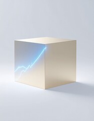 Naklejka premium Minimalist gold block with glowing financial arrow graphic isolated on white background