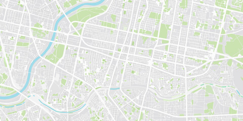 Fototapeta premium City map illustration with waterways and green spaces flat vector style