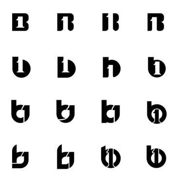 Abstract B1 Monogram Logo Design Collection, Featuring Stylized Geometric Letter B and Number 1 Icons.