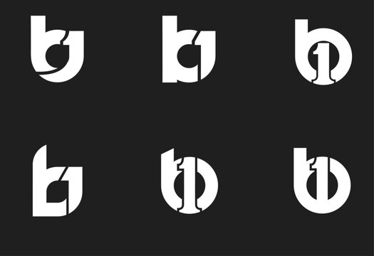 Abstract B1 Logo Design Collection, Creative Integration of Letter B and Number 1 for Modern Branding Identity